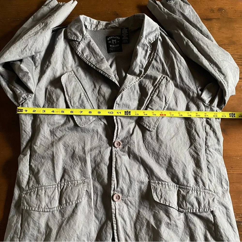 Monarchy Men’s Gray Cotton Metal Canvas Button Jacket Pockets Lined Y2K Size XL - Picture 11 of 14
